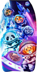 PMU 33 Inch Space Animals Printed Bodyboard - Lightweight Wrist Leash Body Board for Beach, Sea & Pool - Surfing Board for Teens & Adults Wave Conditions Pkg/1