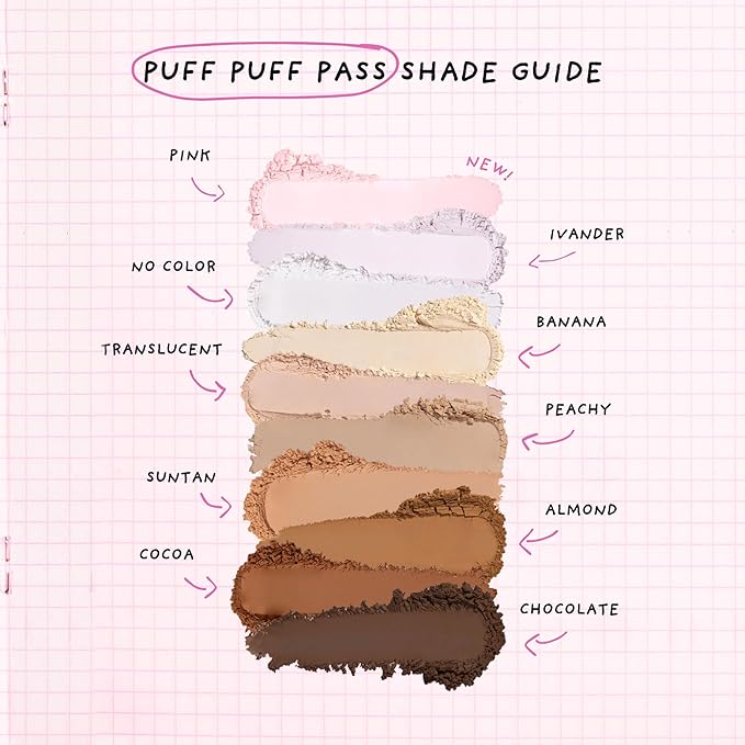 Kimchi Chic Beauty Puff Puff Pass Set and Bake Setting Powder for Makeup, Extra Fluffy Loose Face Powder Poof, Soft Natural Face Makeup for Uneven Skin Tone, 04 Peachy