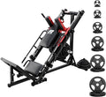RitFit Adjustable Leg Press and Hack Squat Machine with Weight Plate Set, Professional Home Gym Equipment with Linear Bearings, Specialized for Complete Lower Body Workouts and Weight Storage Posts