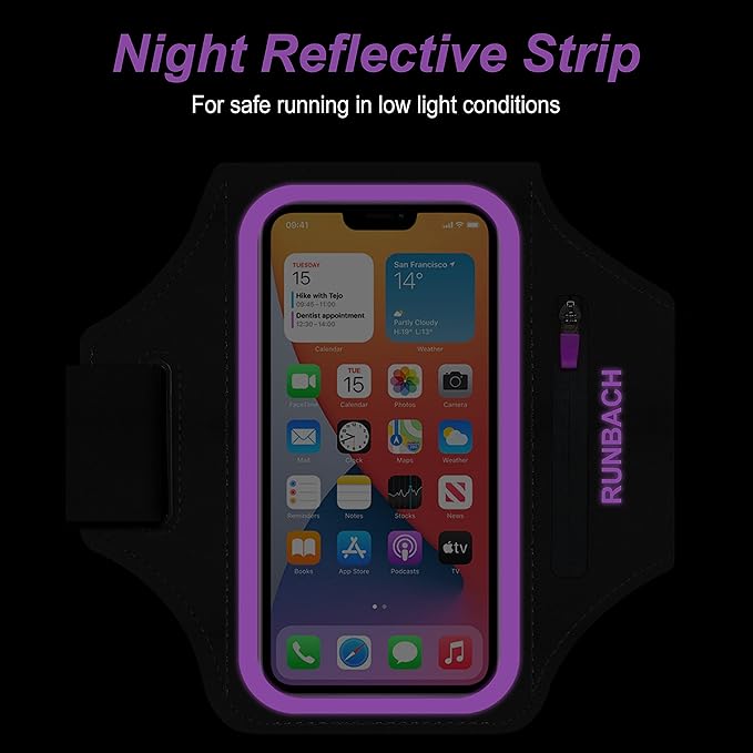 Armband for Samsung Galaxy S24 Ultra/S23 Ultra/S22 Ultra/S21 Ultra/S20 Ultra/S24+/S23+/S22+/S21+/S20+/S10+/S9+/S8+, with Zipper Pocket for for Galaxy Buds and Car Key(Purple)