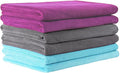 JML Microfiber Towels, Large Bath Towel Set 6 Pack, 27" x 55" - Extra Absorbent, Fast Drying, Multipurpose for Swimming, Fitness, Sport, Yoga, Purple/Grey/Light Blue