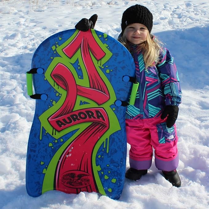 Flexible Flyer Lightweight Foam Slider, Adult and Kids Snow Play Sled with Handles, Winter Toboggan Sled for Ages 5 and Up