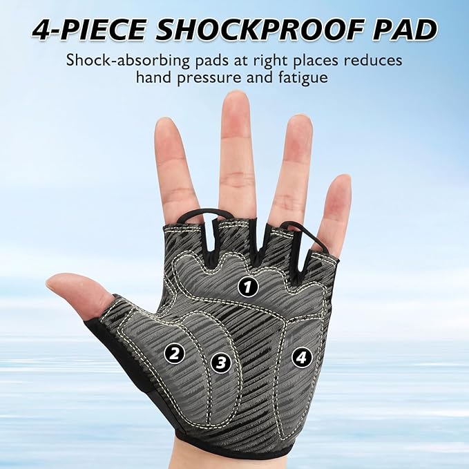 Cycling Gloves with Shock-Absorbing Pad, Extra Grip, Flexible Fit, Light Weight, Breathable for Men and Women Mountain Biking
