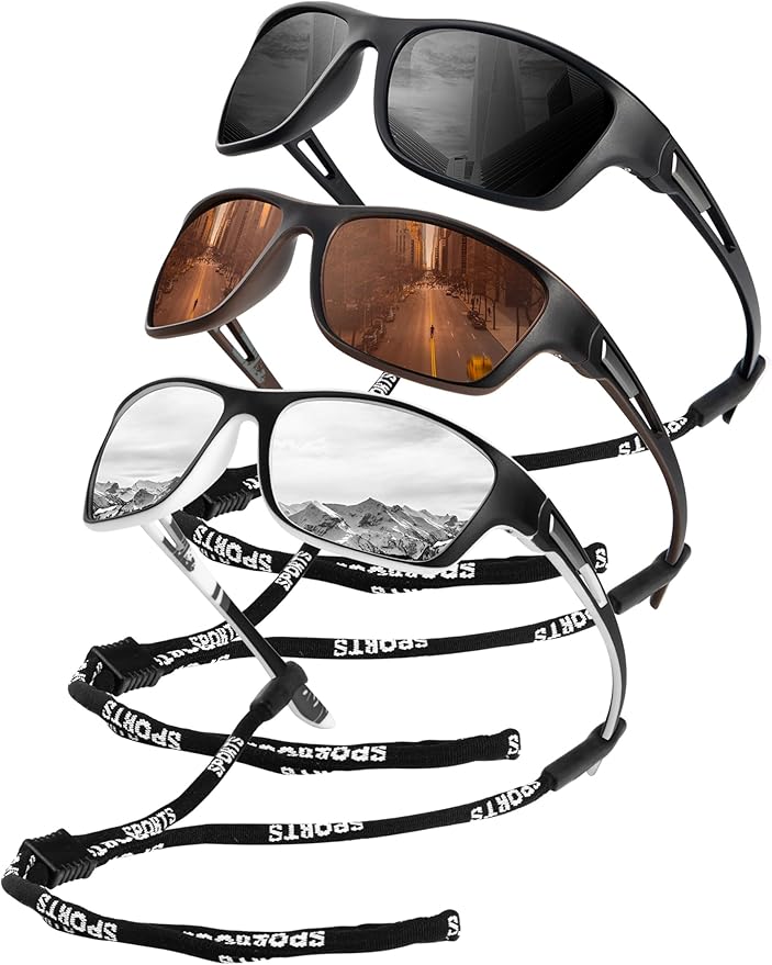 KALIYADI Polarized Sunglasses for Men, Sports Sun Glasses for Driving Cycling Fishing with UV protection