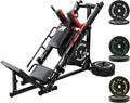 RitFit Adjustable Leg Press and Hack Squat Machine with Weight Plate Set, Professional Home Gym Equipment with Linear Bearings, Specialized for Complete Lower Body Workouts and Weight Storage Posts