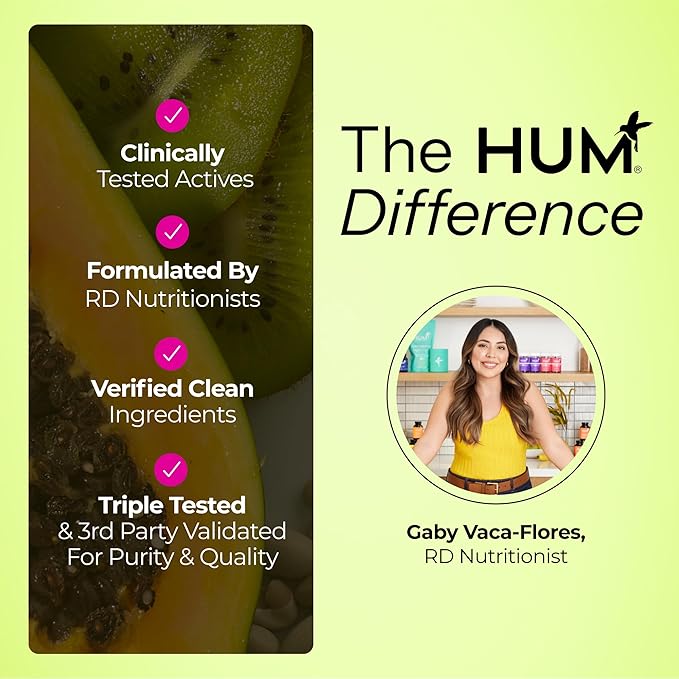 HUM Flatter Me Digestive Enzymes with Probiotics & Prebiotics - Fast-Acting Bloat Relief, Digestive Health and Regularity, Vegan Formula 60 Servings