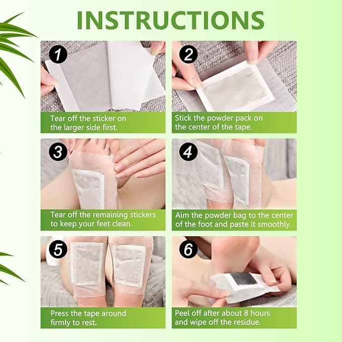 10PCS Foot Pads, Natural Bamboo Vinegar Ginger Powder Foot Sticker