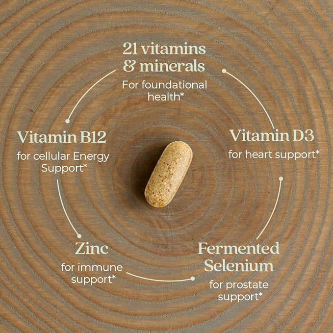 New Chapter Men's Multivitamin for Immune, Stress, Heart + Energy Support with Fermented Nutrients - Every Man's One Daily, Made with Organic Vegetables & Herbs, Non-GMO, Gluten Free - 72 ct
