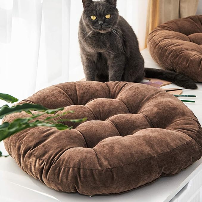 Tiita Indoor/Outdoor Floor Pillows Cushion 22"x22" Round Seat Cushions for Patio Garden, Meditation Cushion for Yoga Living Room Sofa Balcony, Coffee