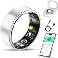 Smart Ring Health Tracker, Fitness Sleep and Heart Rate Monitor Smart Ring, Waterproof Bluetooth Fitness Tracker Ring IPX68 Waterproof (Silver, 7)