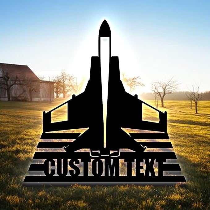 Personalized Fighter Aircraft Metal Wall Art LED Light, Custom Aviation Signs With LED Lights, Fighter Pilot Gift, Outdoor Decor, Wall Hanging, Home Decor, Birthday Xmas Gift