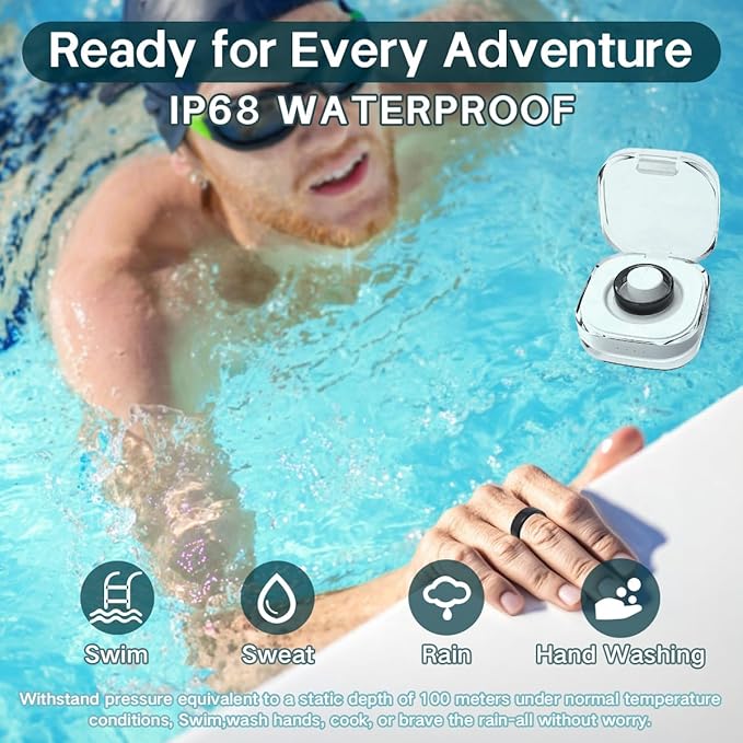 Smart Rings for Women Men,Fitness Tracker Ring,Heart Rate,Blood Oxygen,Blood Pressure,Step Tracker,Sleep Monitoring,No Subscription Fee,IP68 Waterproof Smart Ring for iphone&Android(Gold 13)
