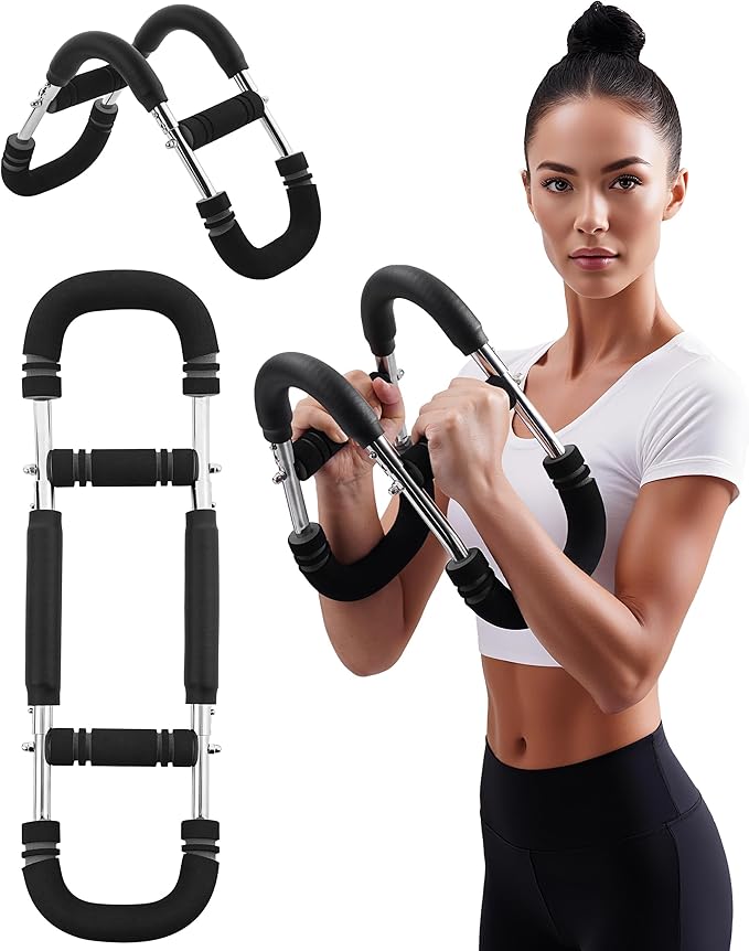 Twister Arm Exerciser, Adjustable Spring Workout Bar, Forearm Triceps Chest Inner Thigh Muscle Enhanced Exercise Strengthener, Upper Body Strength Builder Trainer, Home Fitness Equipment