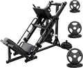 RitFit Adjustable Leg Press and Hack Squat Machine with Weight Plate Set, Professional Home Gym Equipment with Linear Bearings, Specialized for Complete Lower Body Workouts and Weight Storage Posts