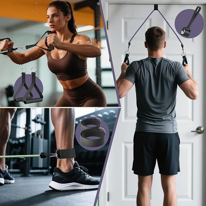 WHATAFIT Resistance Bands, Exercise Bands，Resistance Bands for Working Out, Work Out Bands with Handles for Men and Women Fitness, Strength Training Home Gym Equipment