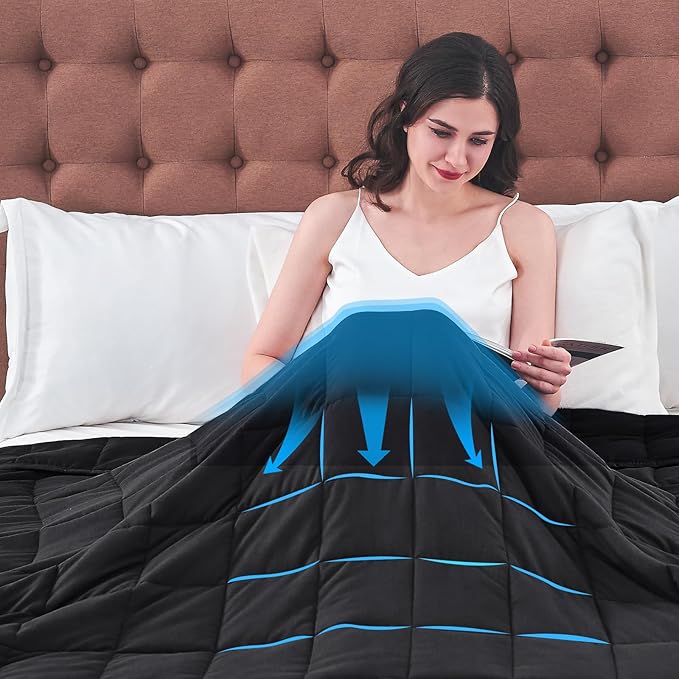 King Size Weighted Blanket for Adults (20 lbs, 80” x 87”, Black) Cooling Heavy Blanket for Sleeping Perfect for 190-210 lbs, Breathable Blanket for Adults & Couple All Season, Machine Washable