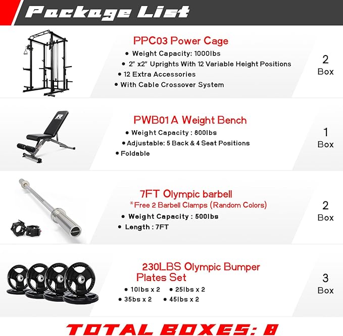 RitFit Power Cage with Optional LAT PullDown/Cable Crossover, 1000LB Squat Rack for Home & Garage Gym, with Weight Storage Rack and More Training Attachments, ASTM-Certified