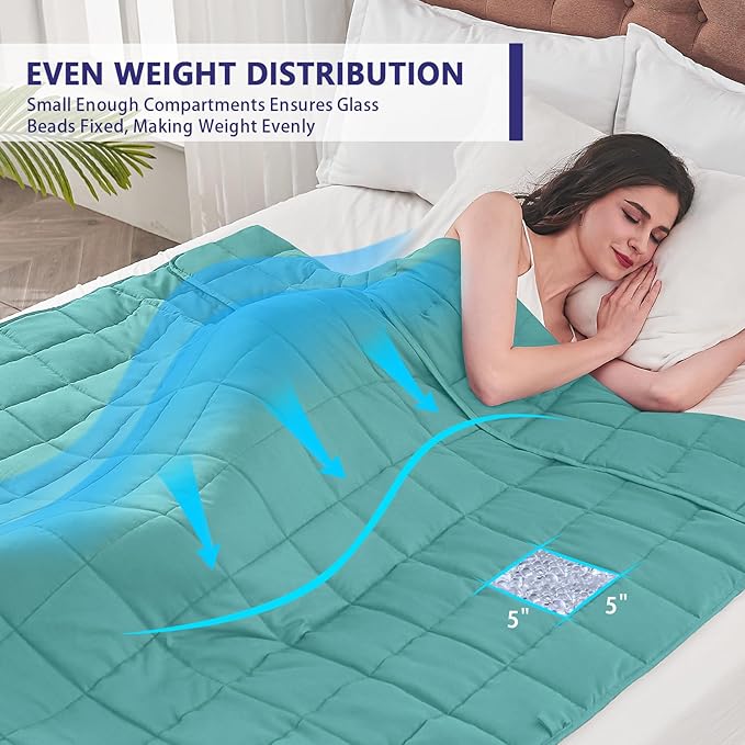 yescool King Size Weighted Blanket for Adults (30 lbs, 80” x 87”, Teal) Cooling Heavy Blanket for Sleeping Perfect for 290-310 lbs, Breathable Blanket for Adults & Couple All Season, Machine Washable