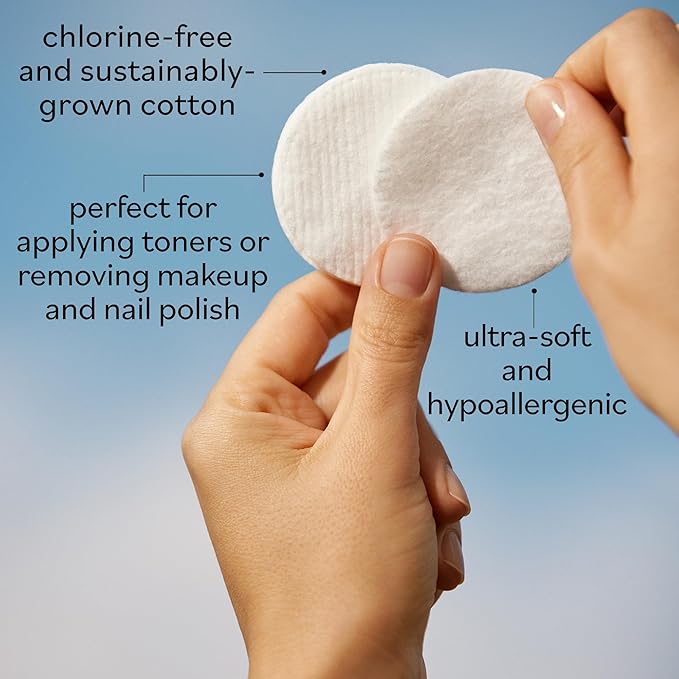 Sky Organics Organic Cotton Rounds for Sensitive Skin, 100% Pure GOTS Certified Organic for Beauty & Personal Care, 300 ct