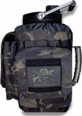 Iron Infidel Battle Bottle - One Gallon Insulated Water Bottle with Dual Carry Handles - 128 oz Tactical Stainless Steel Water Jug & Rugged Extra Large Sleeve With Storage (Black Camo 128 Ounces)