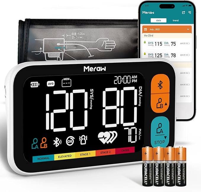 Blood Pressure Cuff Automatic Arm, Blood Pressure Monitor Home Use, Blood Pressure Machine Large Arm 8.6-16.5" Dual Users Bluetooth APP High Accuracy Irregular Heartbeat Monitoring Bag