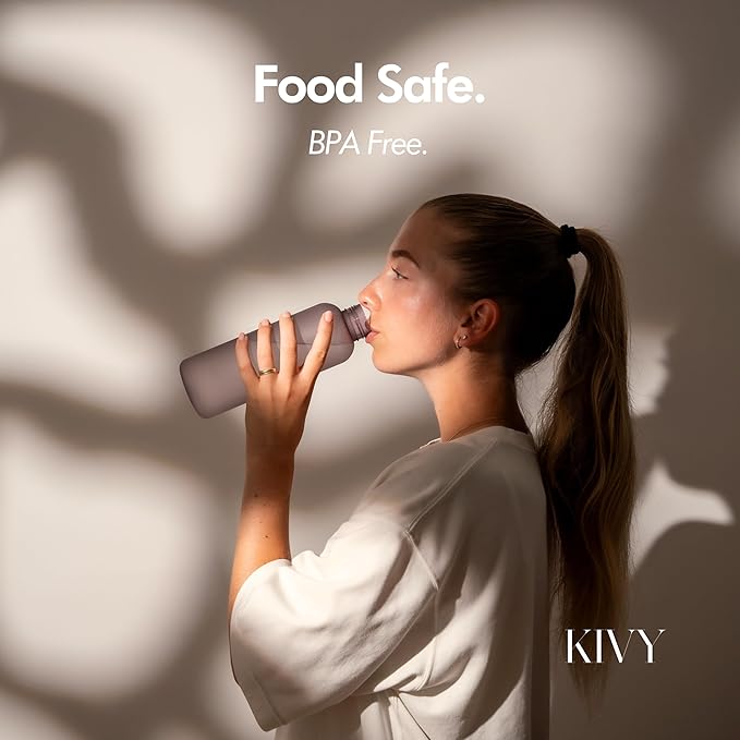 KIVY Slim Water Bottle 22oz [BPA FREE] - Small Drinking Waterbottle - Tritan Bottle Without Straw for School, Sport & Travel - Drinking Bottle Dishwasher Safe