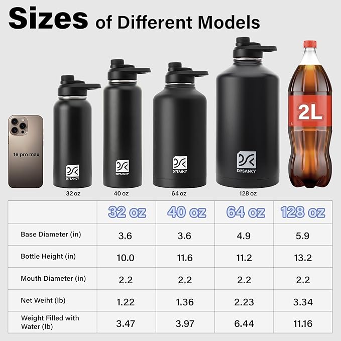 1 Gallon Water Bottle Insulated | Thickened Stainless Steel Vacuum Metal Water Jug | Portable Sports Large for Gym and Hiking with Straw, Carrier Bag, Handle Strap | BPA-Free 128 oz