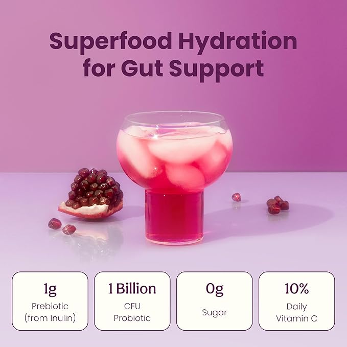 Blume SuperBelly Gut Health and On-The-Go Hydration Packets, Sugar-Free, with Prebiotics, Probiotics, Apple Cider Vinegar, Vitamin C, and Electrolytes, Açai Pomegranate, 15 Sticks