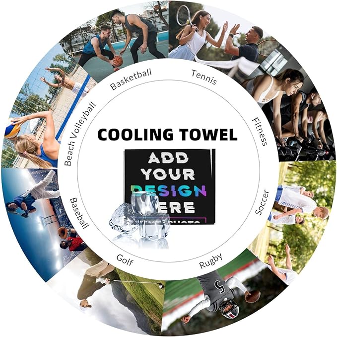 Custom 1-100PCS Cooling Sports Towel, Personalized Photo Logo Soft Cold Exercise Towel for Neck and Face Customized Quick-Drying Cooling Wrap Fitness Workout Sweat Towel 12"x40" (30)