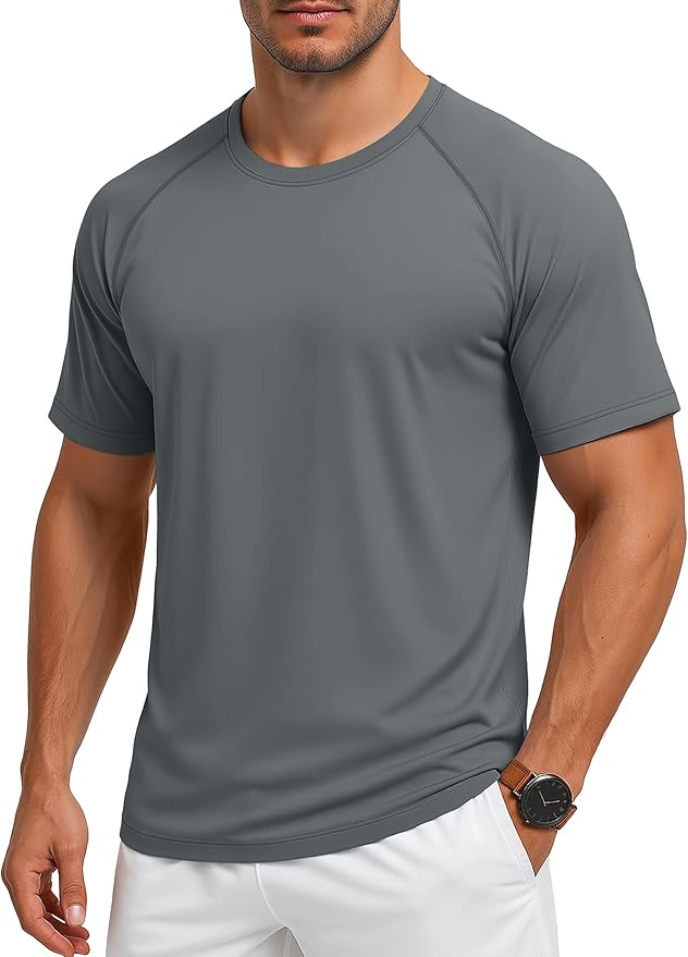 MAGCOMSEN Men's Short Sleeve UPF 50+ Sun Protection Shirts Quick Dry Athletic T-Shirt Hiking Running Swimming Rash Guard