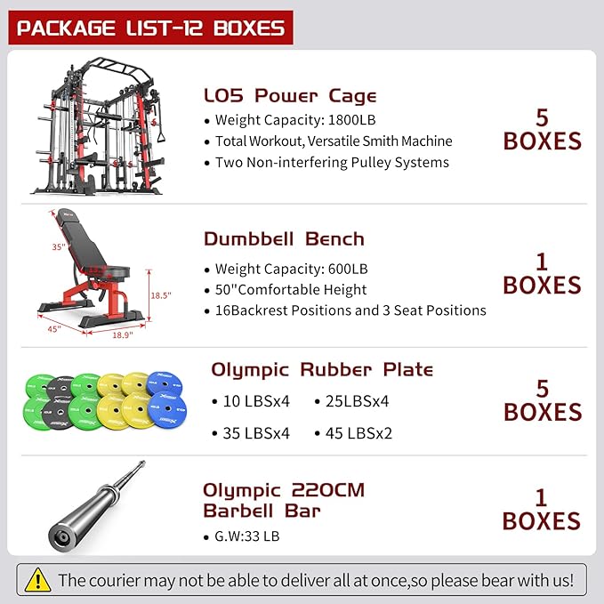 Smith Machine Power Rack Multifunctional Power Cage Deep Squat Rack Cable Crossover System Selectable More Training Attachment for Garage & Home Gym