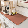 AMOAMI Coffee Mat Hide Stain Rubber Backed Absorbent Dish Drying Mat - Dark Grey, Blue, 17''x31.5''