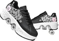 Double-Row Deform Wheel Automatic Walking Shoes Invisible Deformation Roller Skate 2 in 1 Removable Pulley Skates Skating Parkour