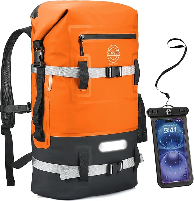 STOVER 5/10/25/30/40/55L Waterproof Backpack- Floating Dry Bag for Kayaking, Travel, Beach, Hiking, & Camping, Men/Women