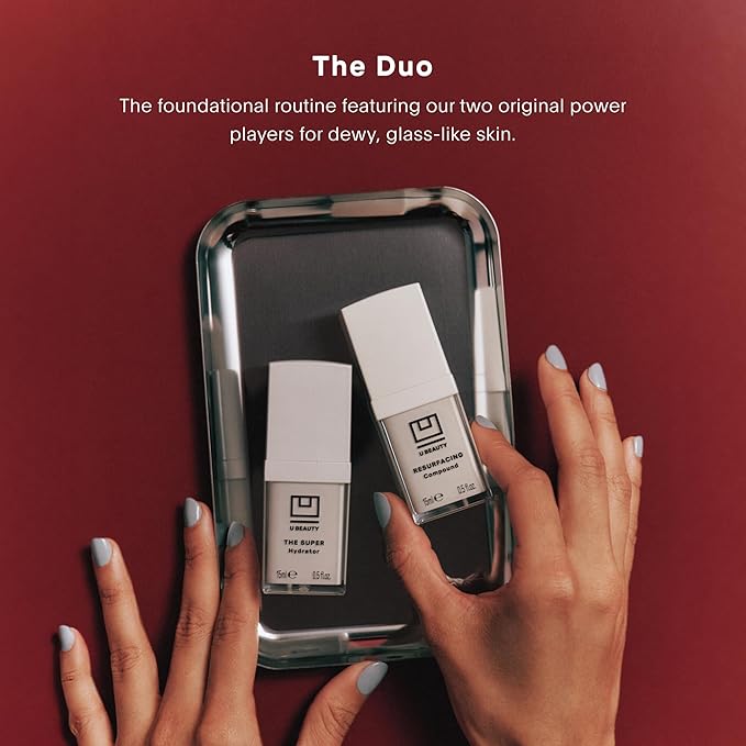 U Beauty - The U Beauty Duo - Resurfacing Compound & SUPER Hydrator Set - Vitamin C & E, Retinol, Hyaluronic Acid - Moisturizing Face Serum Duo for Smooth, Hydrated and Softer Skin, Set of 2 0.5 fl oz