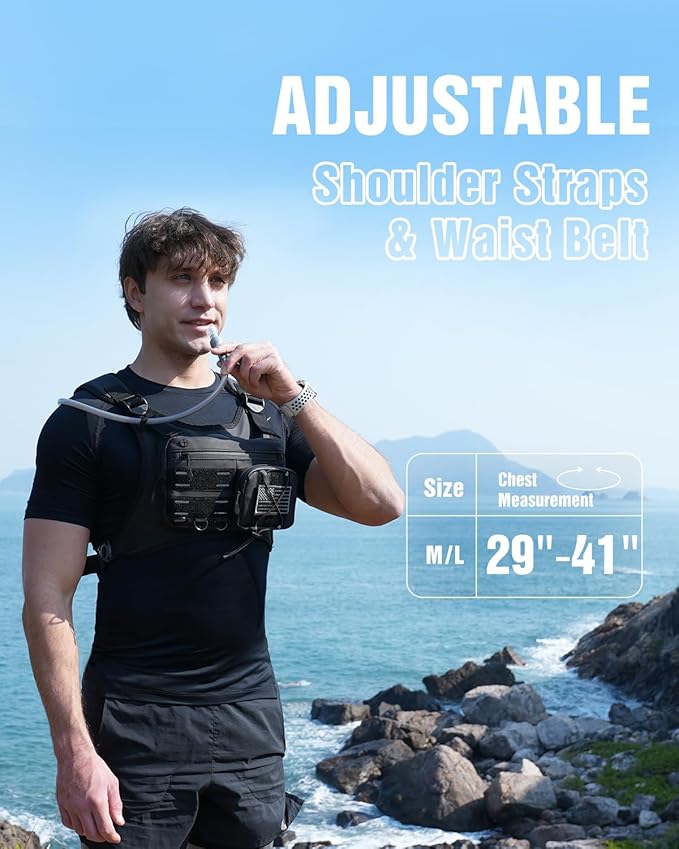 Running Vest with 2L Water Bladder, USA Original Patent, Lightweight Adjustable Chest Pack with Gear Holder, Reflective Running Hydration Vest for Women Men for Marathon