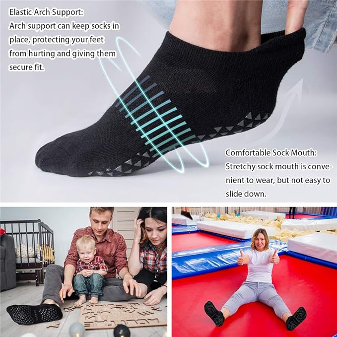 Hylaea Unisex Non Slip Socks with Grip for Yoga, Hospital, Pilates, Barre | Ankle, Cushioned