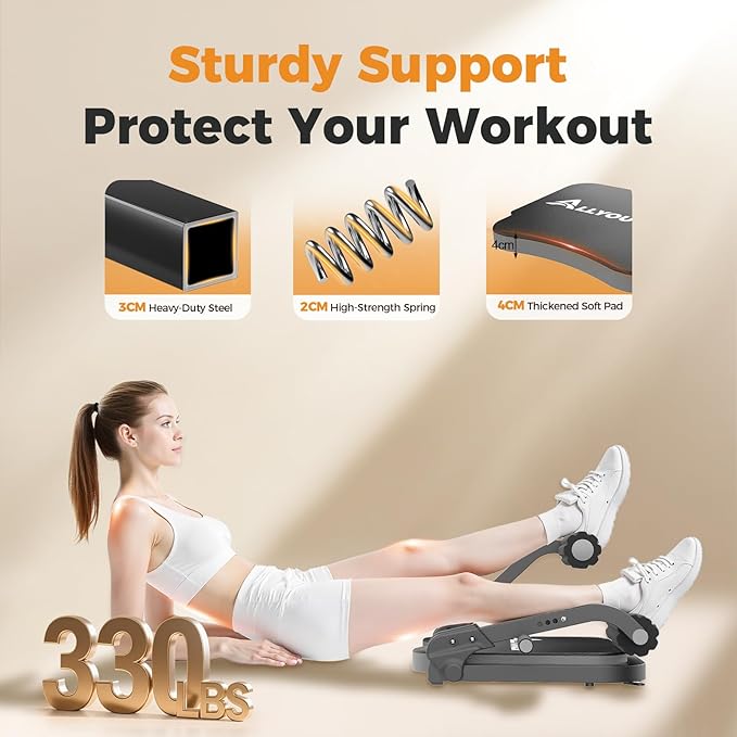 Ab Machine,Sit Up Exercise Equipment& Core Machine, Workout Equipment,Adjustable Ab Trainer with 3 Resistance Levels and Removable Auxiliary Handle,Home Gym Fitness Equipment for All Ages