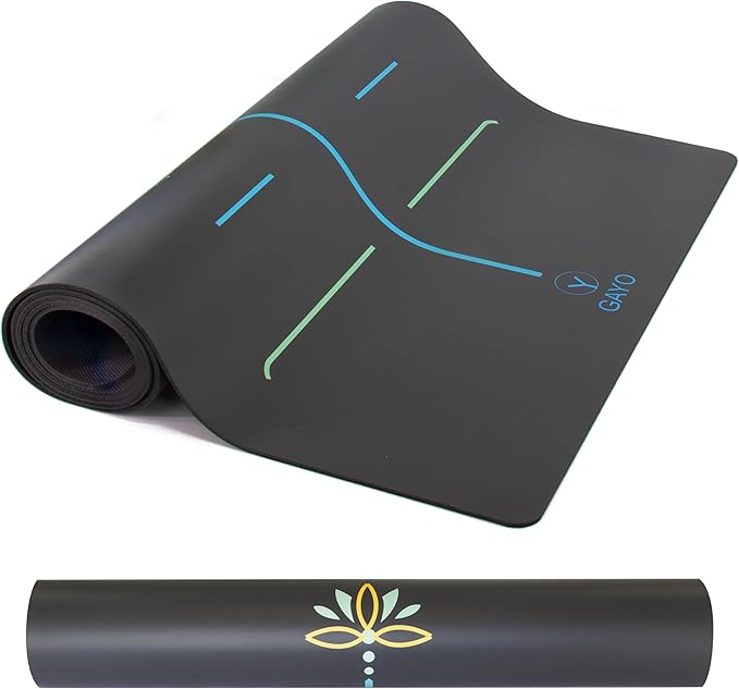 Eco Balance Yoga Mat with Carry Strap – Superior Grip, Non-Slip, Durable & Lightweight, Eco-friendly Natural Rubber Mat with Alignment Lines, 4mm Thick mat for Ultimate Comfort
