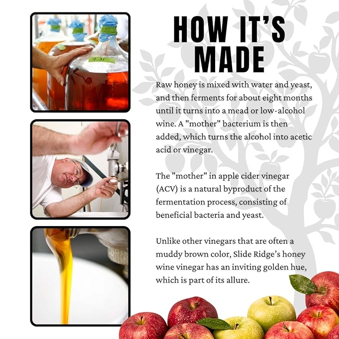 Slide Ridge Martin's Honey Apple Cider Vinegar | Crispy & Sweet | Wellness, Kitchen, & Household Staple | 16 oz (Pack of 6)