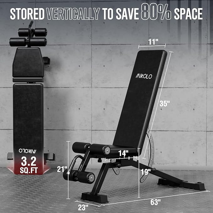 Mikolo All-in-One Smith Machine Home Gym with 230lbs Weight Plates, Power Cage with Cable Crossover, LAT Pulldown, Squat Rack & Adjustable Weight Bench