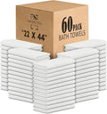 CH White Bath Towels Bulk - 22 x 44 Inches, 100% Cotton Economy Light Weight Towels for Commercial Use - Quick Dry, Ultra-Soft, and Absorbent Bulk Towels (60 Pack)