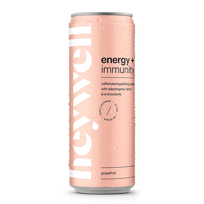 Heywell Sparkling Adaptogenic Water, Energy and Immunity, Grapefruit Flavor, 12 Fluid Ounce (Pack of 12) - Caffeinated, Organic, Non GMO, Vegan, Gluten Free, Dairy Free
