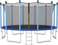 GYMAX Trampoline, 8FT 10FT 12FT 14FT 15FT 16FT Recreational Trampolines w/Safety Enclosure Net & Ladder - ASTM Certificated, Outdoor Trampoline for Kids and Adults