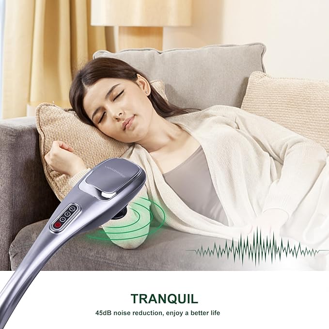 MEGAWISE Handheld Deep Tissue Neck Back Electric Massager for Shoulder, Waist, Leg, 3700 RPM Powerful Motor with 5 +2 Nodes & 5 Speeds, Knotty Muscle, A Little Heavy