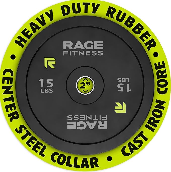 Olympic Bumper Plates, Rubber Formula With Steel Insert (10lb, 15lb, 25lb, 35lb, 45lb - SOLD INDIVIDUALLY), Olympic Weight Plates for Strength Training, Bench Press, Squats, Powerlifting