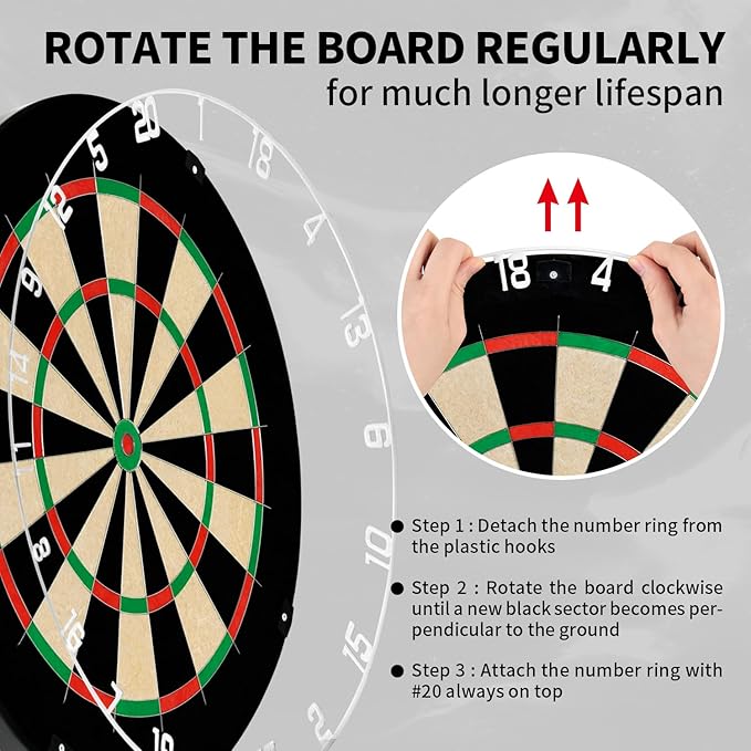 EVA Dartboard Surround Wall Protector, Sisal/Bristle Dartboard and 18g Steel Tip Darts Set Optional