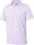 Men's Golf Polo Shirts Short Sleeve Striped Performance Moisture Wicking Dry Fit Golf Shirts for Men
