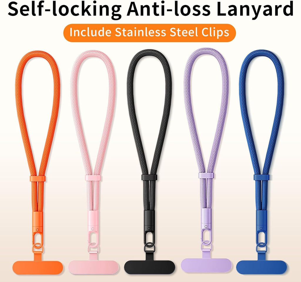 saxsion Lanyard for Phone, Self-Locking Phone Wrist Strap with 0.4mm Ultra-Thin Clip & 360° Hook, Anti-Drop Strap (Pink)