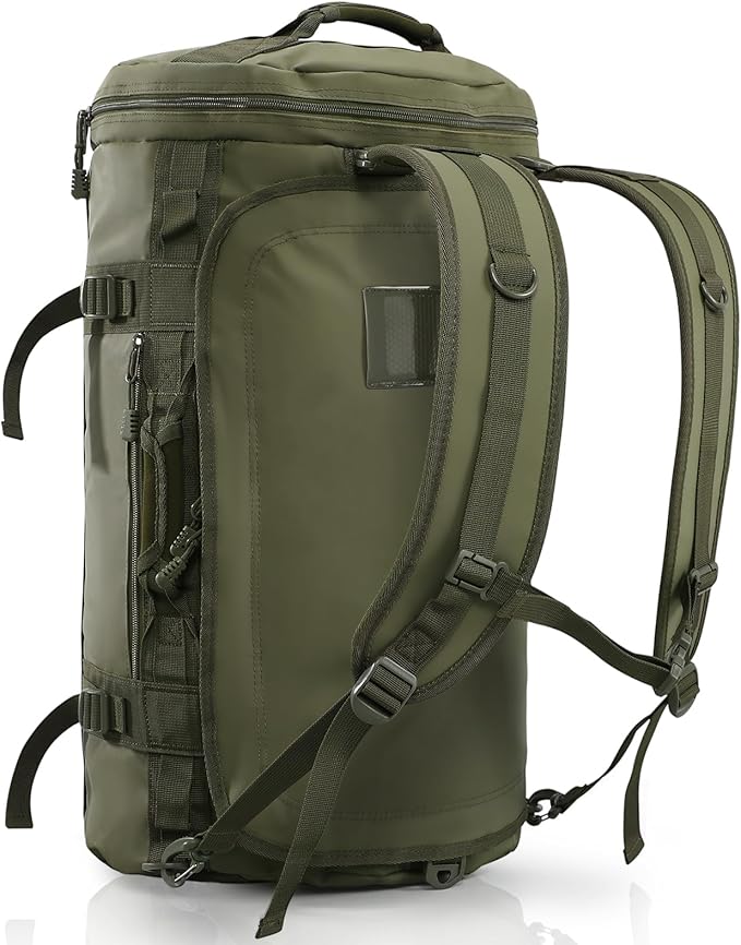 Haimont 45L Gym Duffle Backpack Bag Convertible Travel Duffle with Shoes Compartment for Men Women with Straps, Water-resistant, Army Green